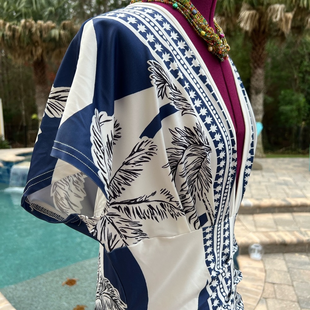 SHEIN Navy and White Floral Swim Coverup or Dress - Picture 3 of 6